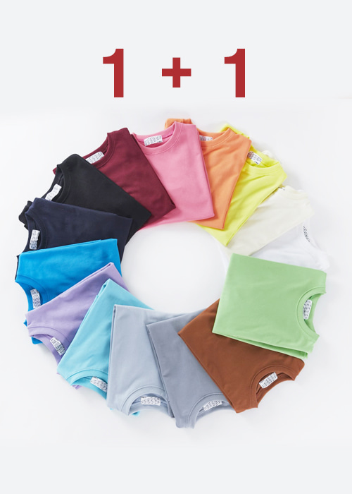 1+1 유니섹스 데일리 반팔 티셔츠 (15 Color)