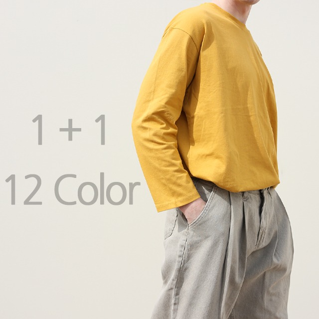 [1+1] 데일리 오버핏 긴팔 티셔츠 (12 Color)